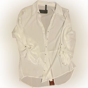 Sheer white button up blouse